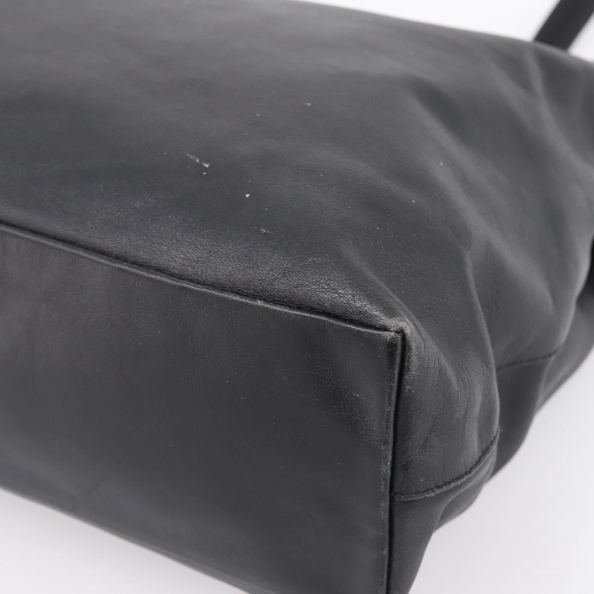 PRADA Tote Bag Leather Black Auth ep15663