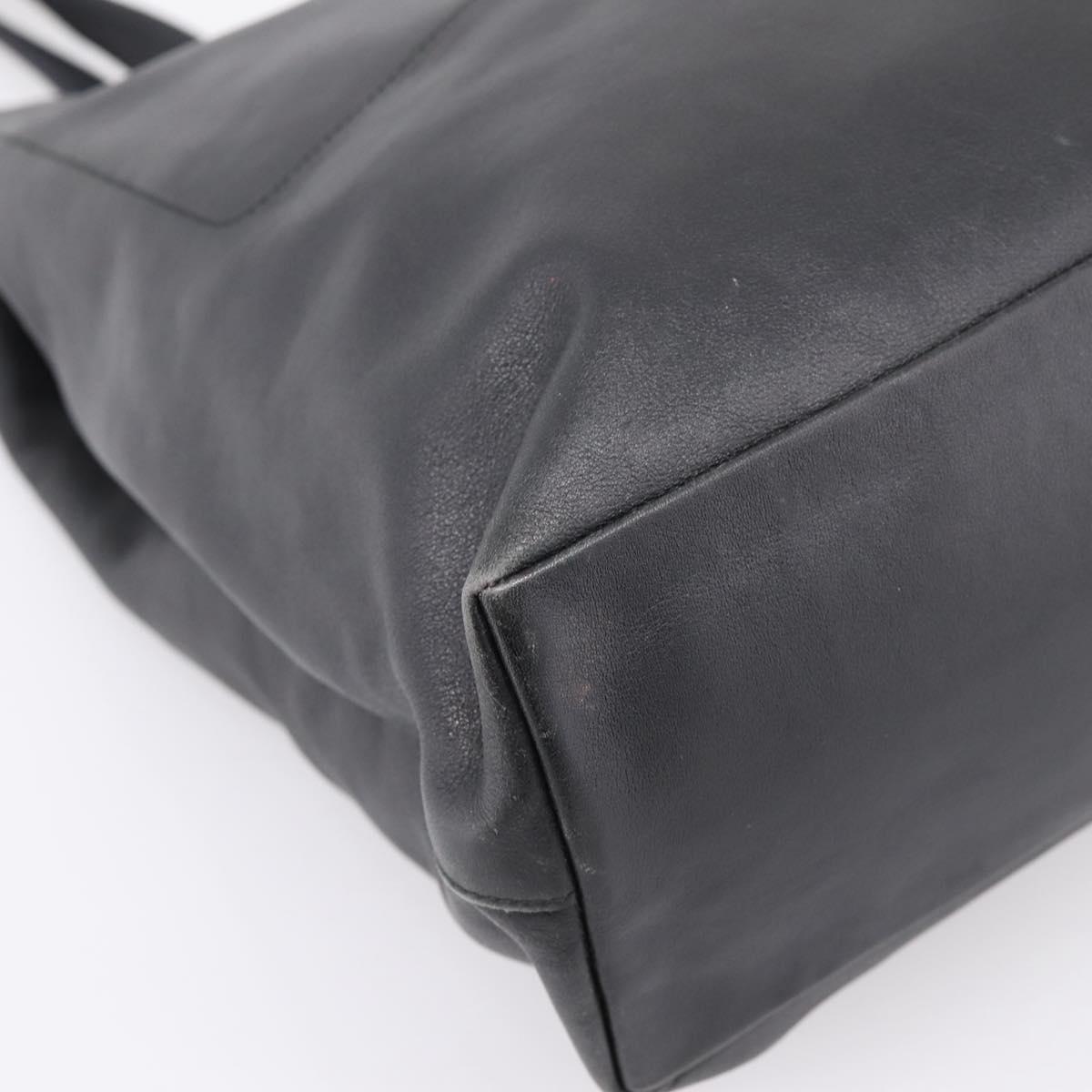 PRADA Tote Bag Leather Black Auth ep15663