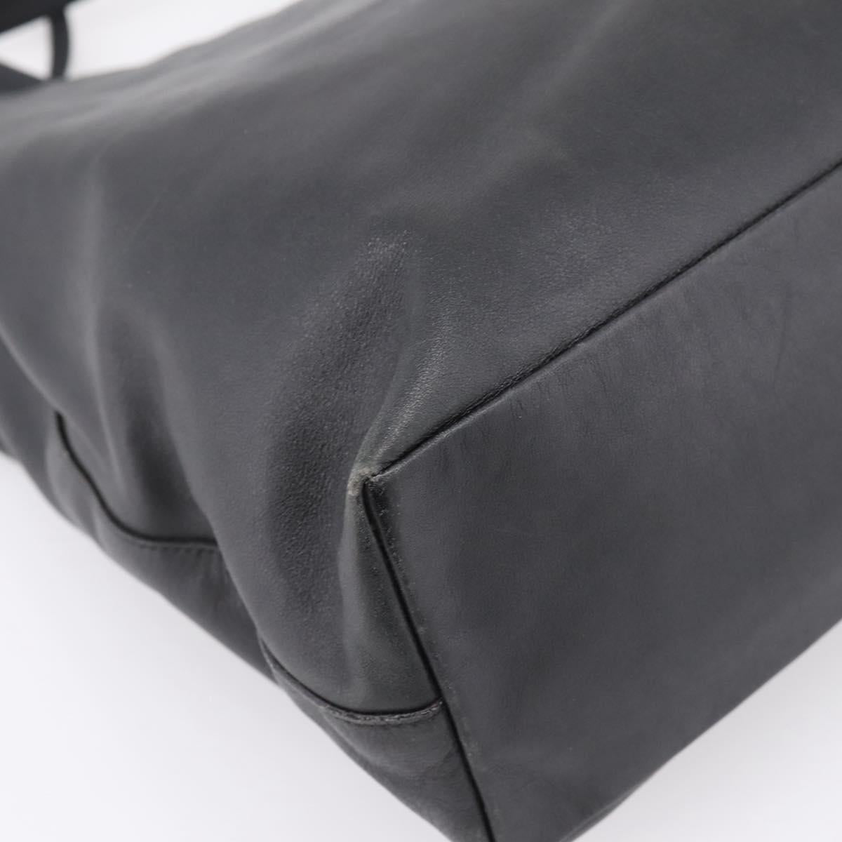 PRADA Tote Bag Leather Black Auth ep15663