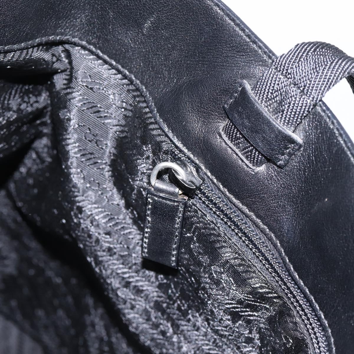 PRADA Tote Bag Leather Black Auth ep15663