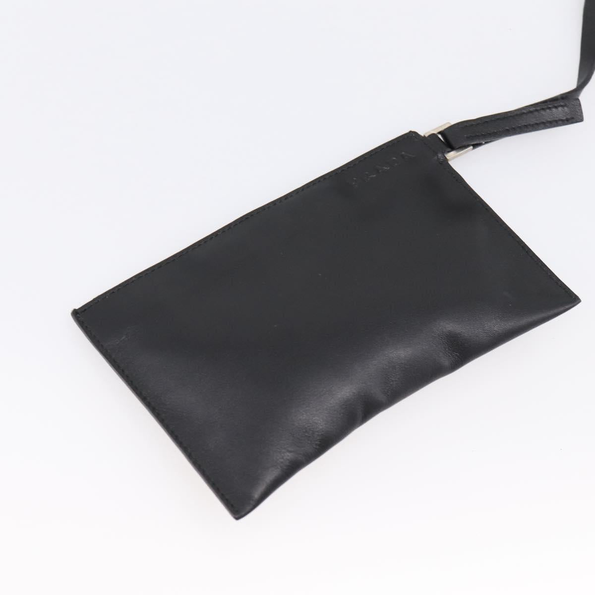 PRADA Tote Bag Leather Black Auth ep15663