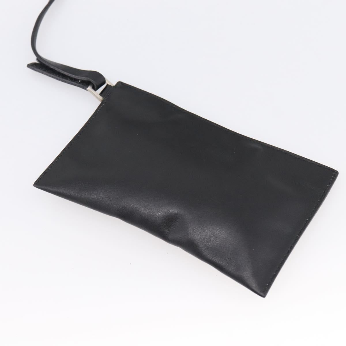 PRADA Tote Bag Leather Black Auth ep15663