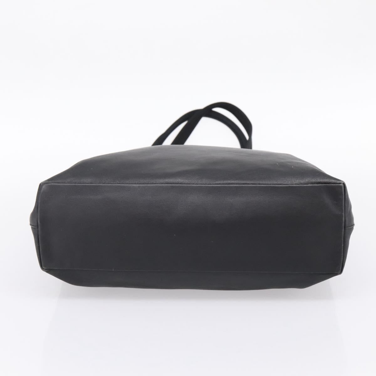 PRADA Tote Bag Leather Black Auth ep15663