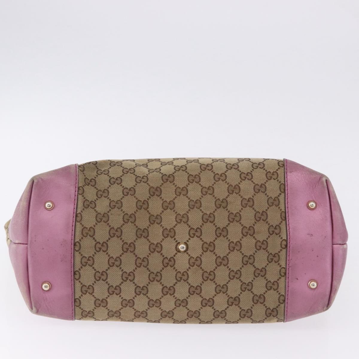 GUCCI GG Canvas Hand Bag Beige Gold Tone 269956 Auth ep15664