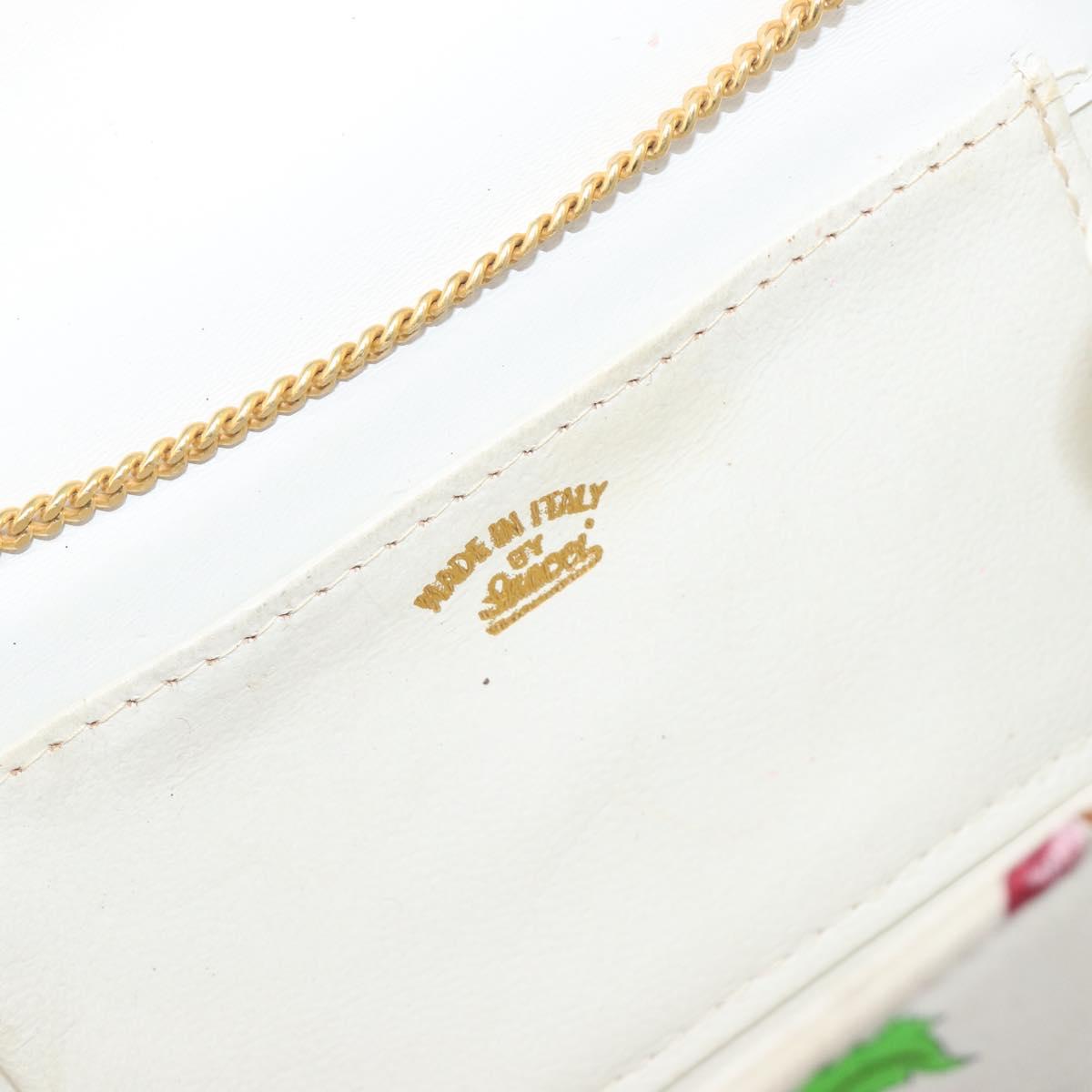 GUCCI Flower Chain Shoulder Bag Canvas Multicolor Auth ep15665A