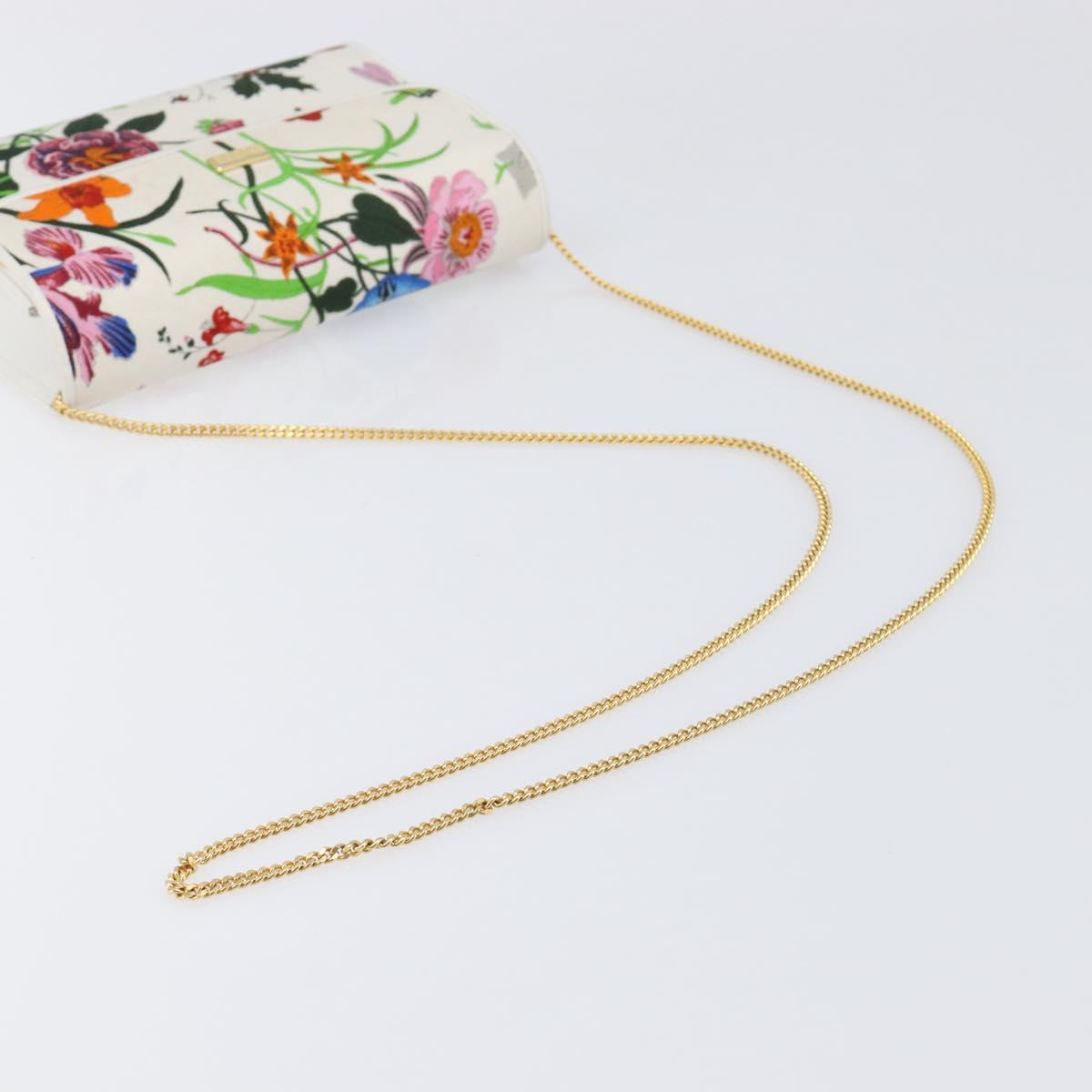 GUCCI Flower Chain Shoulder Bag Canvas Multicolor Auth ep15665A