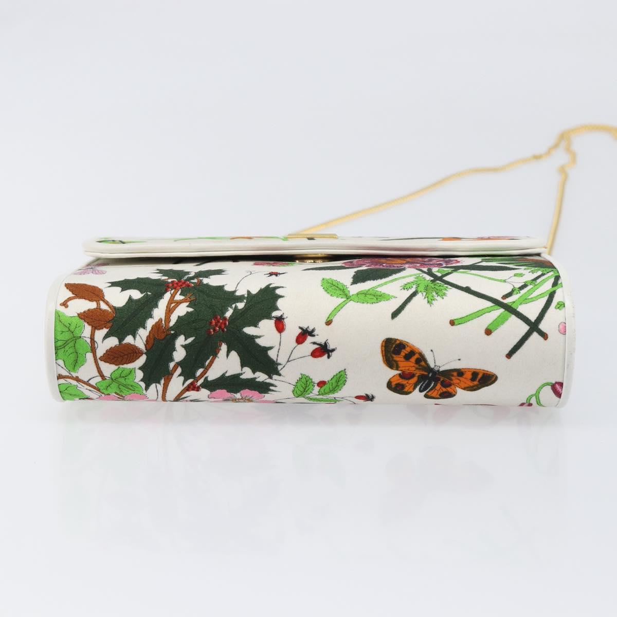 GUCCI Flower Chain Shoulder Bag Canvas Multicolor Auth ep15665A