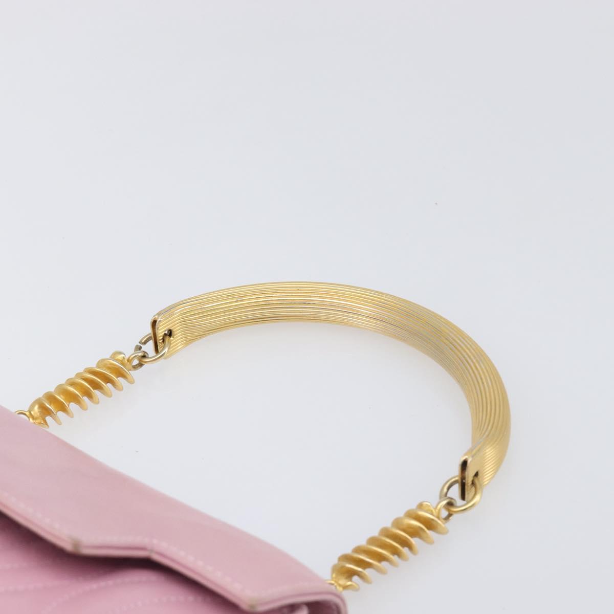 FENDI Hand Bag Leather Pink Gold Tone Auth ep15666A