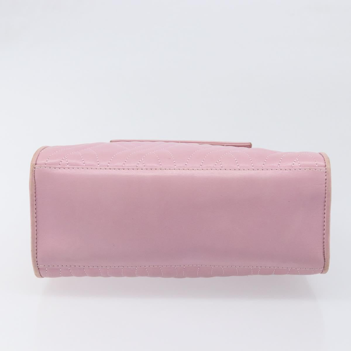 FENDI Hand Bag Leather Pink Gold Tone Auth ep15666A