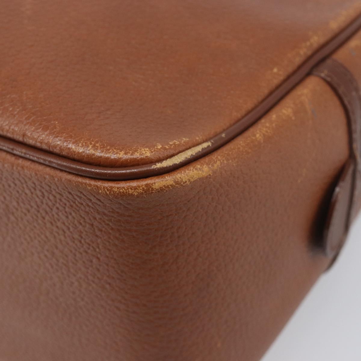 Burberrys Hand Bag Leather Brown Gold Tone Auth ep15667