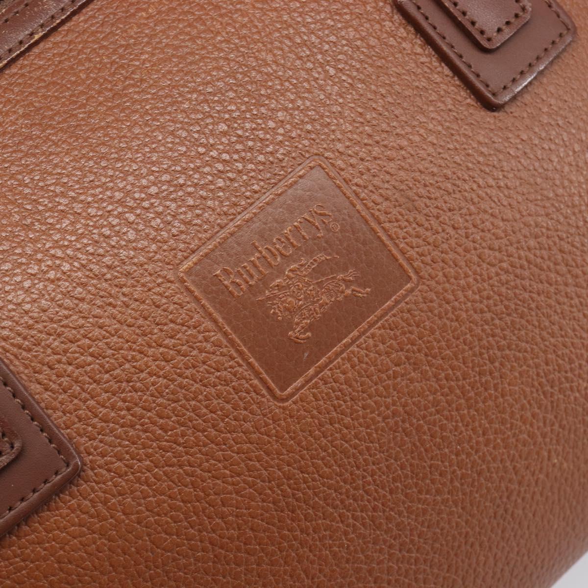 Burberrys Hand Bag Leather Brown Gold Tone Auth ep15667