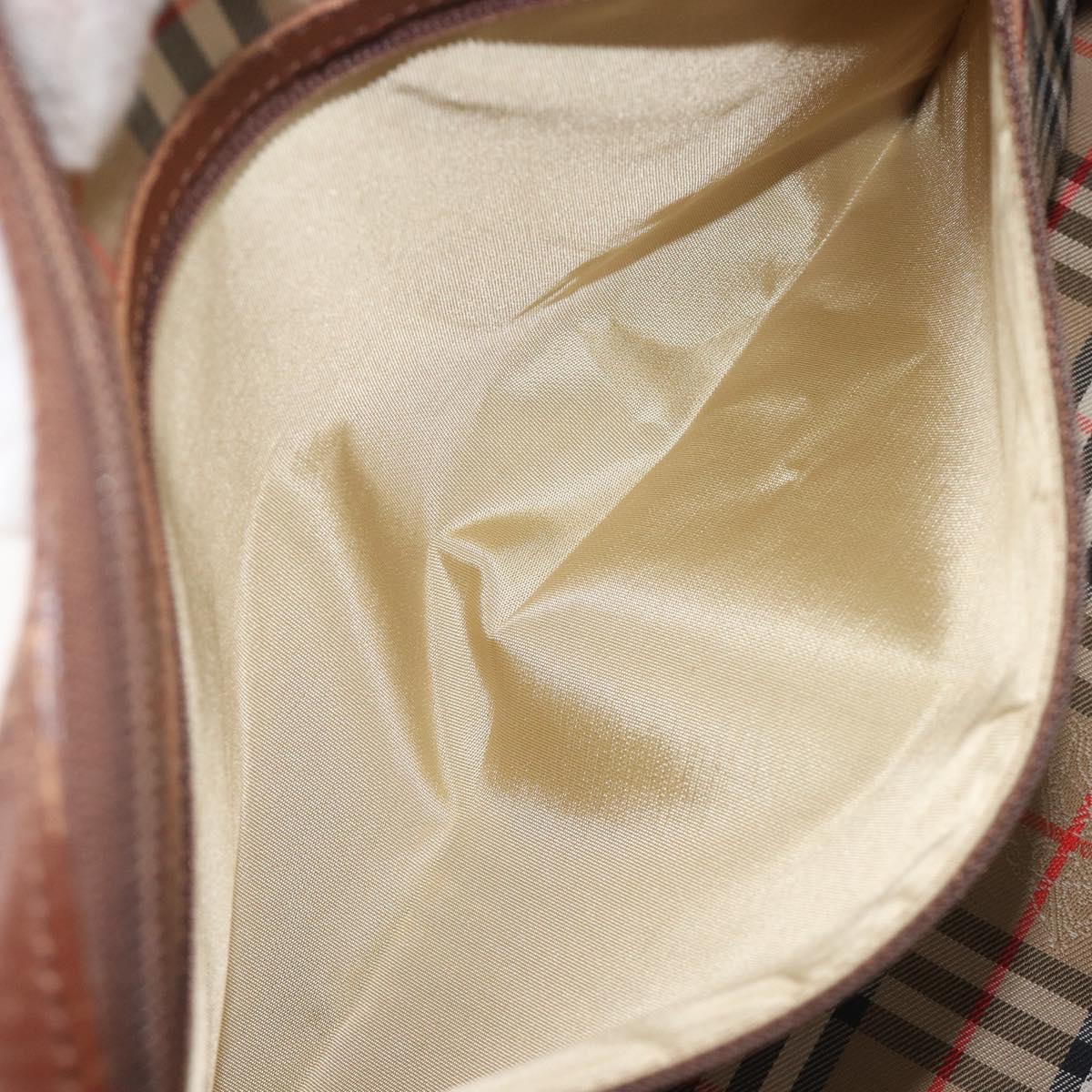Burberrys Hand Bag Leather Brown Gold Tone Auth ep15667