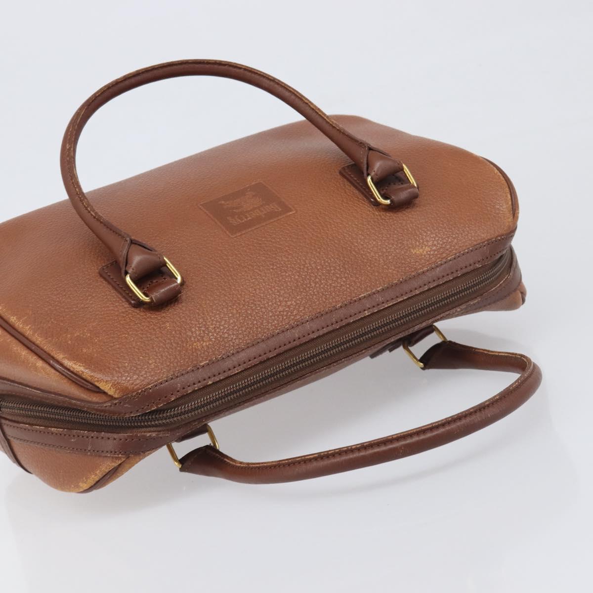 Burberrys Hand Bag Leather Brown Gold Tone Auth ep15667