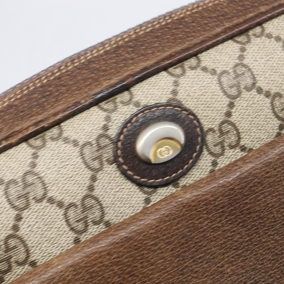 GUCCI GG Supreme Shoulder Bag PVC Leather Beige Gold Tone Auth ep15669