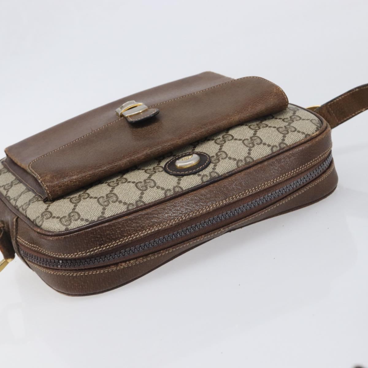 GUCCI GG Supreme Shoulder Bag PVC Leather Beige Gold Tone Auth ep15669