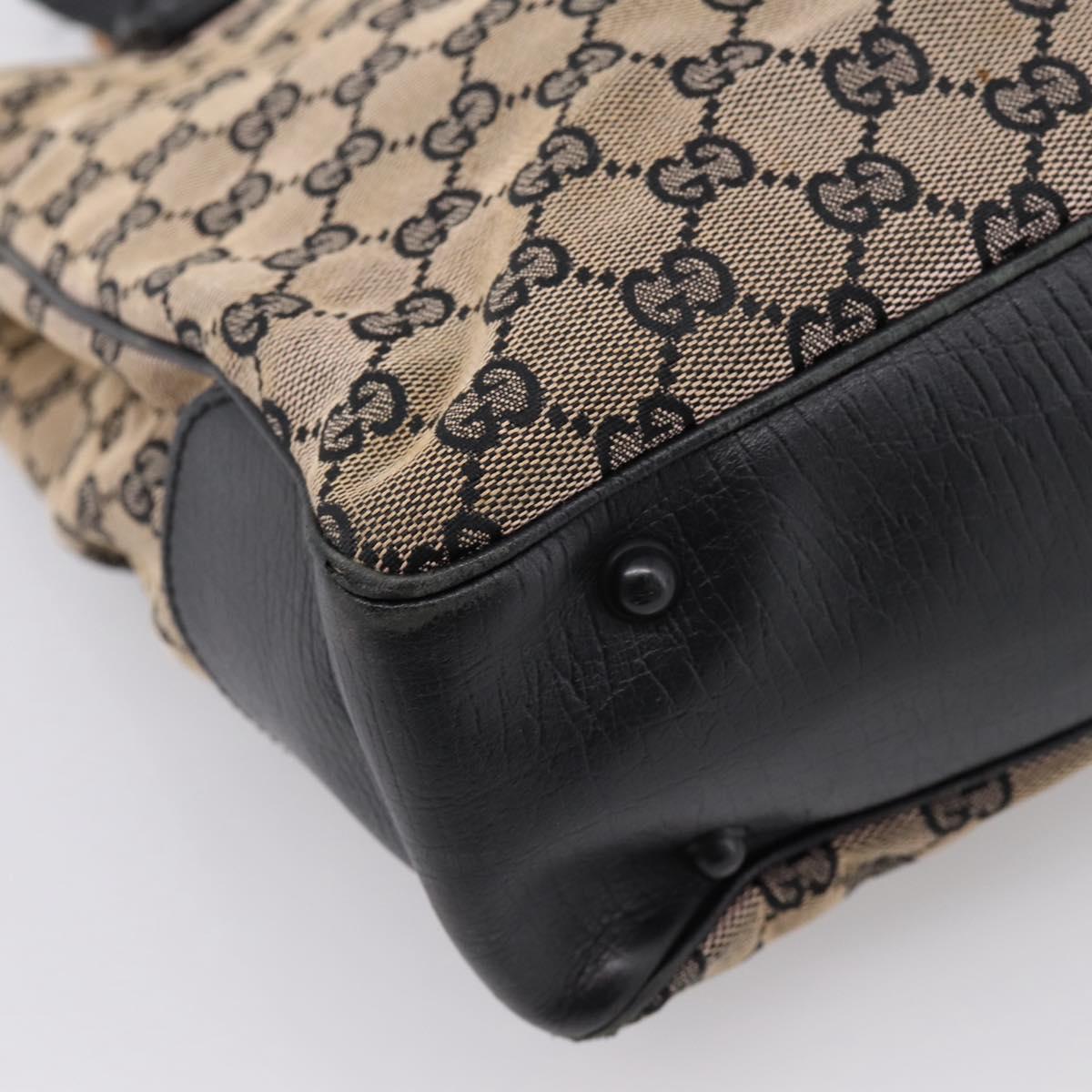 GUCCI GG Canvas Bamboo Hand Bag Beige Black 112530 Auth ep15670