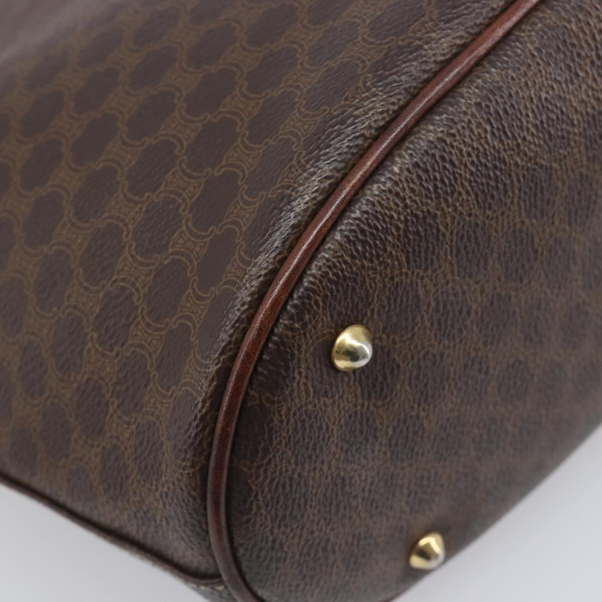 CELINE Macadam Hand Bag PVC Leather Brown Gold Tone Auth ep15677
