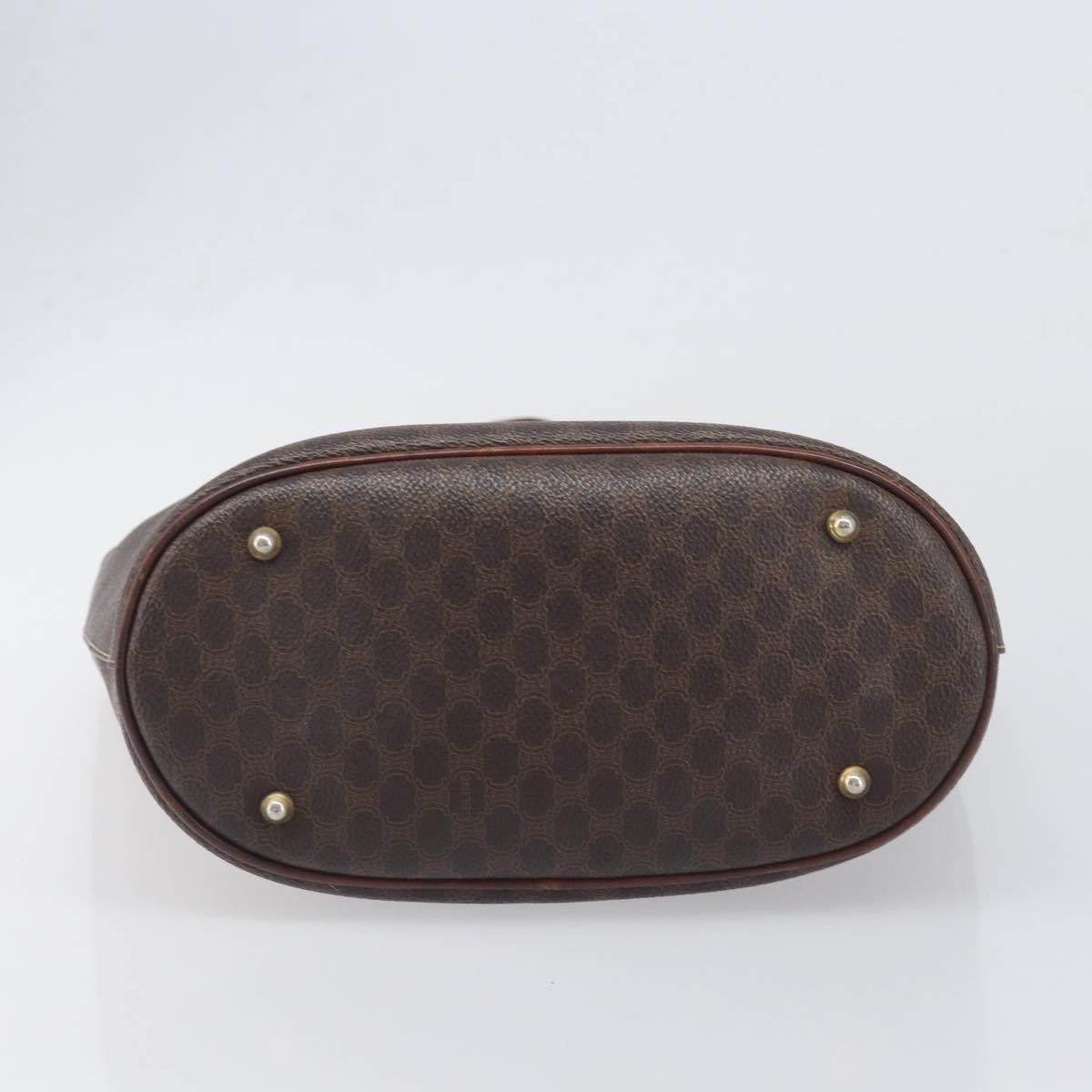 CELINE Macadam Hand Bag PVC Leather Brown Gold Tone Auth ep15677