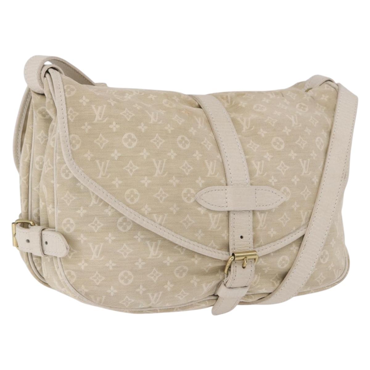 LOUIS VUITTON Monogram Mini Lin Saumur 30 Bag Ivory Dunne M95314 LV Auth ep15678