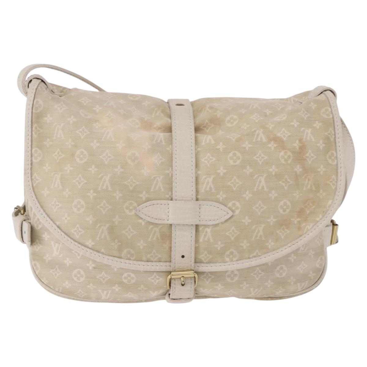LOUIS VUITTON Monogram Mini Lin Saumur 30 Bag Ivory Dunne M95314 LV Auth ep15678