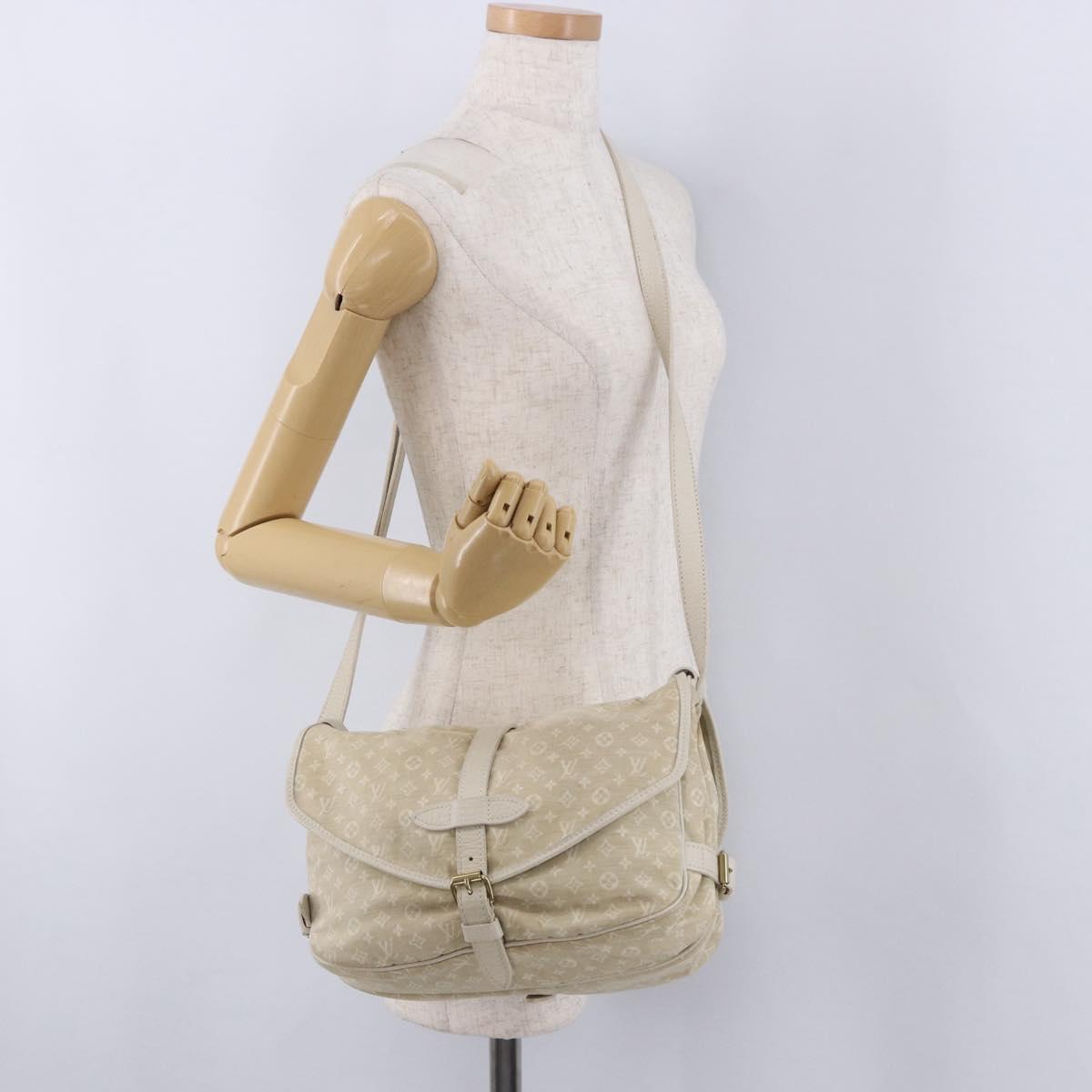 LOUIS VUITTON Monogram Mini Lin Saumur 30 Bag Ivory Dunne M95314 LV Auth ep15678