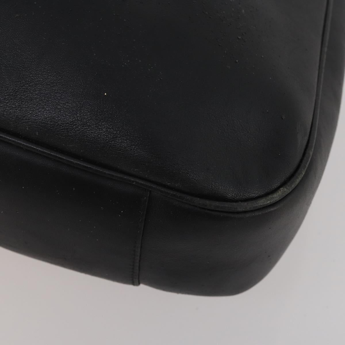GUCCI Bamboo Hand Bag Leather Black Gold Tone Auth ep15679