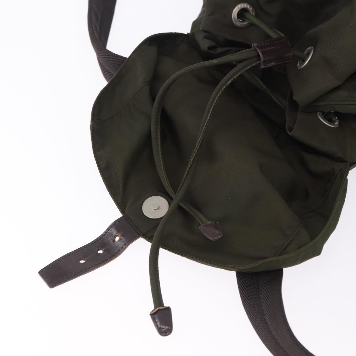 PRADA Backpack Nylon Green Silver Auth ep15691
