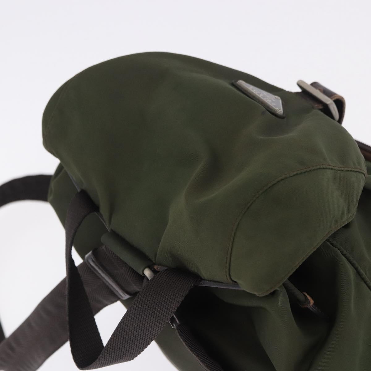 PRADA Backpack Nylon Green Silver Auth ep15691