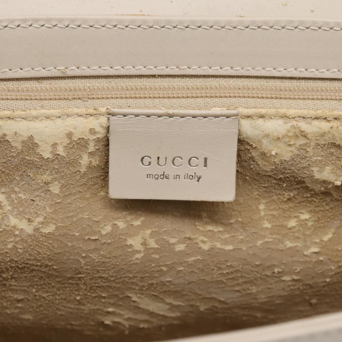 GUCCI Hand Bag Leather White Silver 001 3160 Auth ep15692