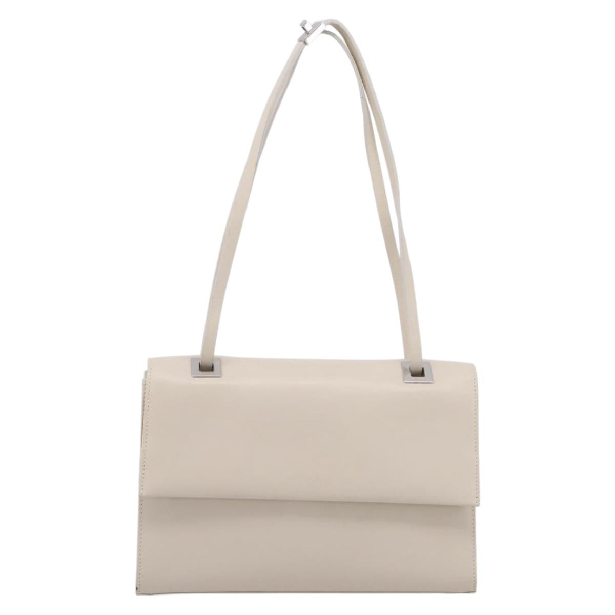 GUCCI Hand Bag Leather White Silver 001 3160 Auth ep15692