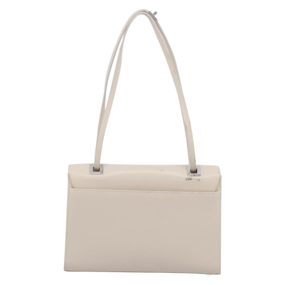 GUCCI Hand Bag Leather White Silver 001 3160 Auth ep15692