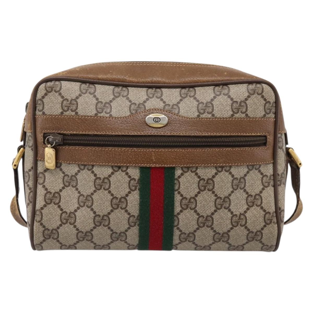 GUCCI GG Supreme Web Sherry Line Shoulder Bag PVC Beige 56 02 004 Auth ep15694