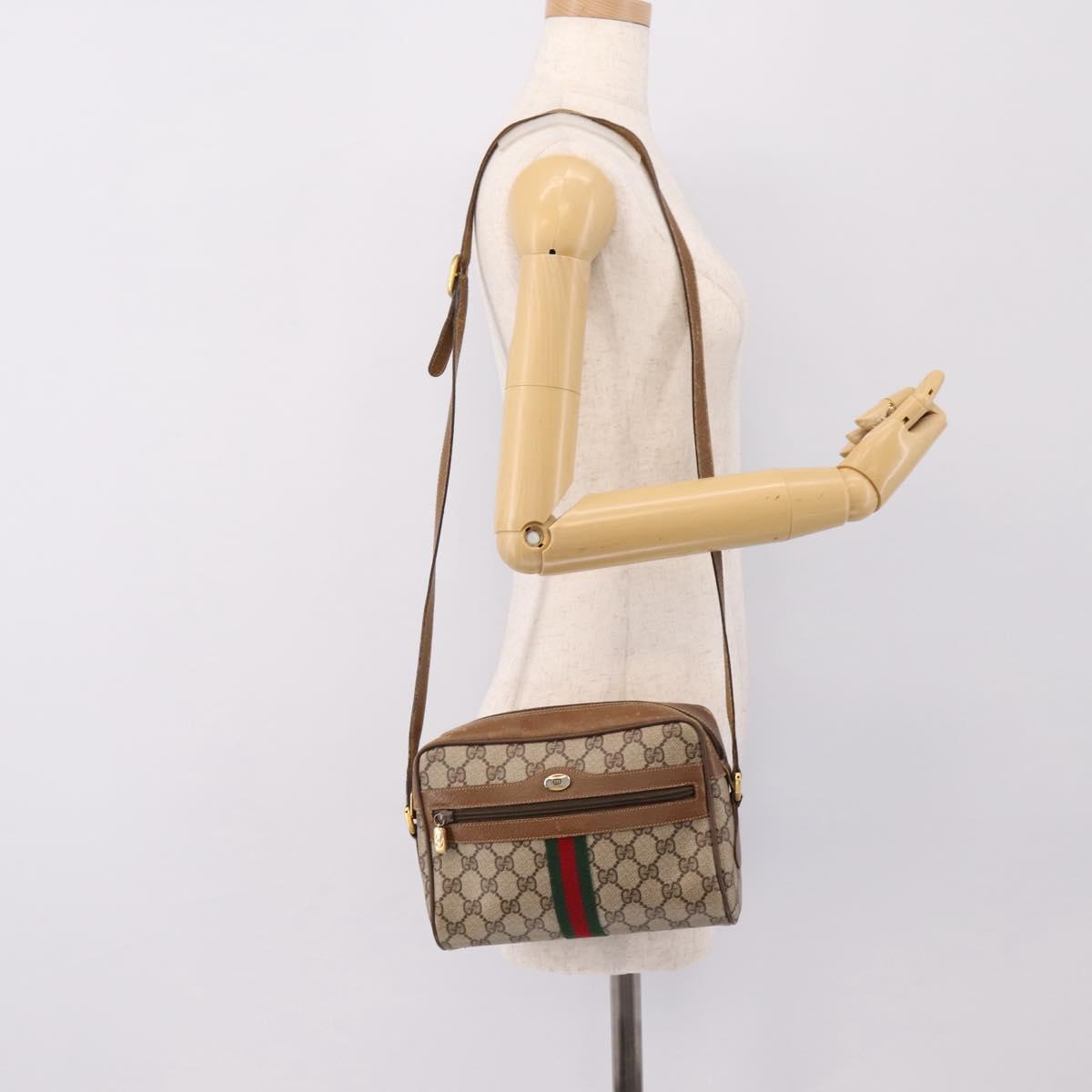 GUCCI GG Supreme Web Sherry Line Shoulder Bag PVC Beige 56 02 004 Auth ep15694