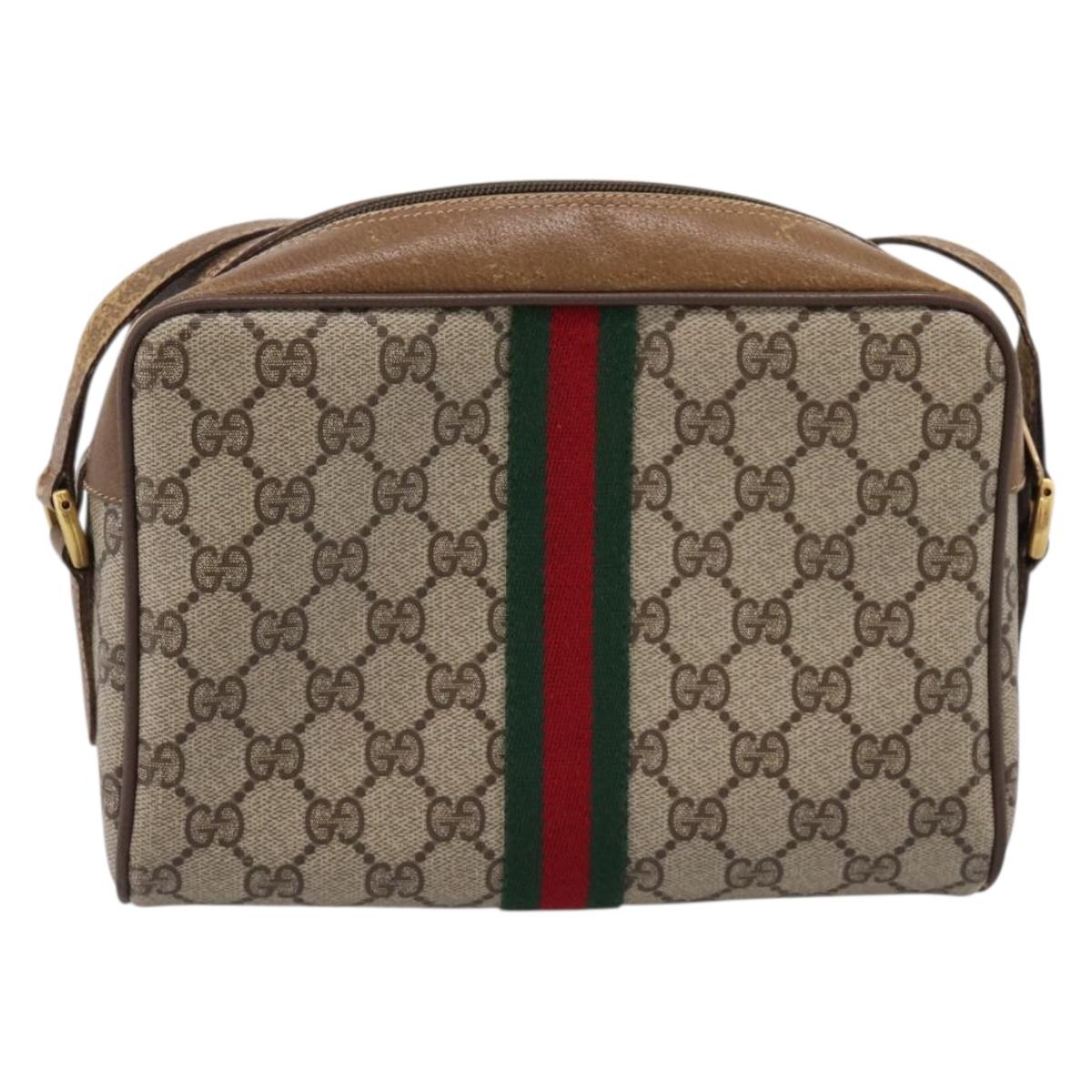 GUCCI GG Supreme Web Sherry Line Shoulder Bag PVC Beige 56 02 004 Auth ep15694