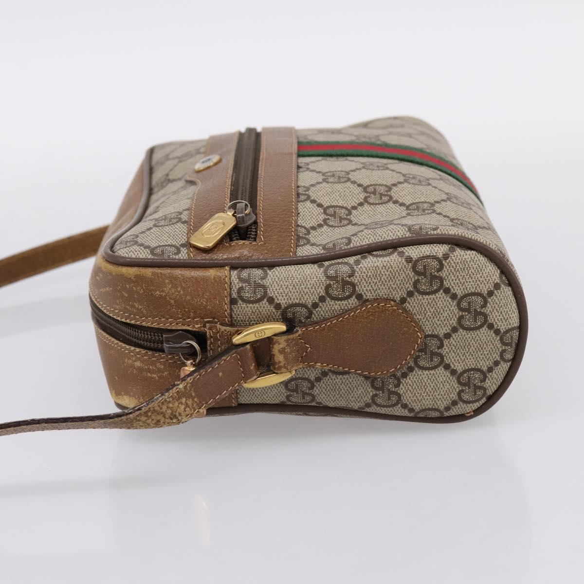 GUCCI GG Supreme Web Sherry Line Shoulder Bag PVC Beige 56 02 004 Auth ep15694