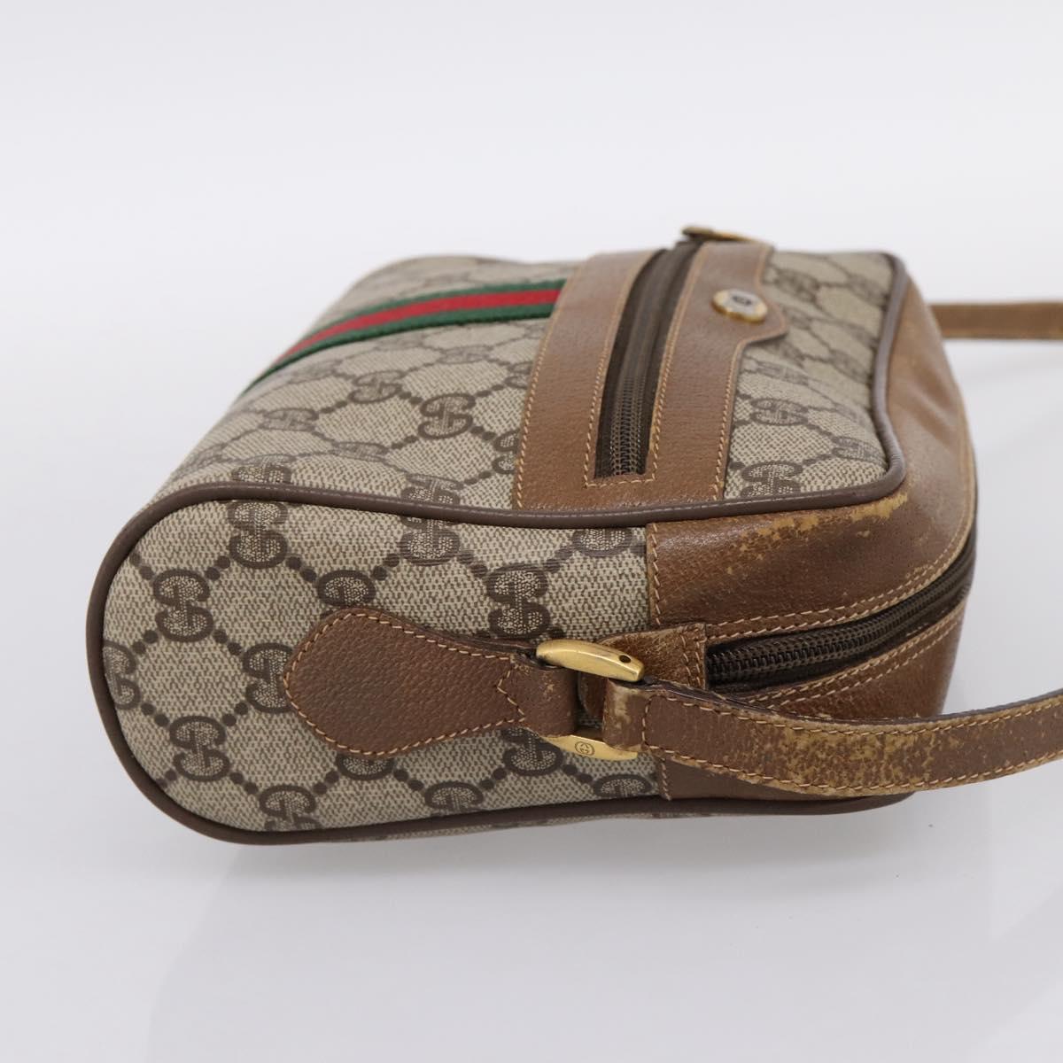 GUCCI GG Supreme Web Sherry Line Shoulder Bag PVC Beige 56 02 004 Auth ep15694