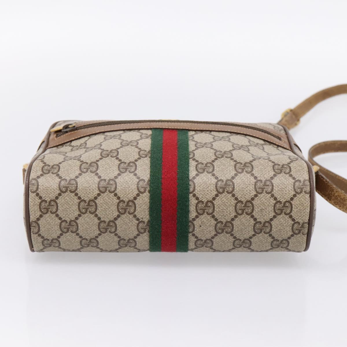 GUCCI GG Supreme Web Sherry Line Shoulder Bag PVC Beige 56 02 004 Auth ep15694