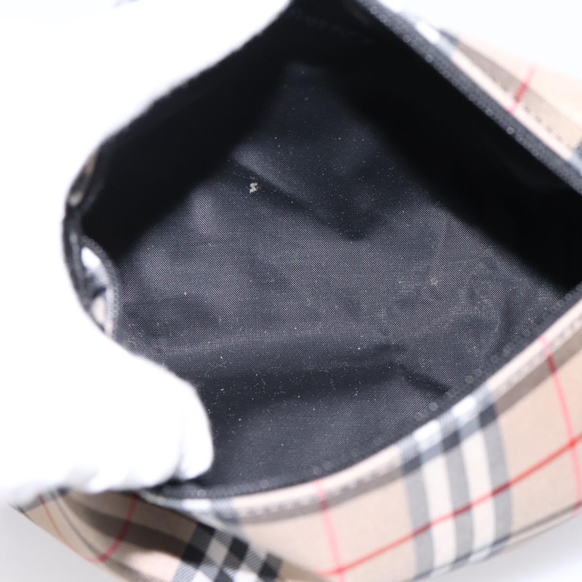 BURBERRY Nova Check Hand Bag Canvas Beige Silver Auth ep15695