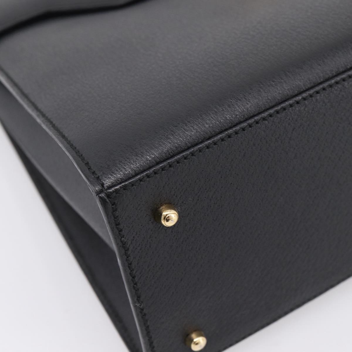 GUCCI Hand Bag Leather 2way Black Gold Tone Auth ep15699V