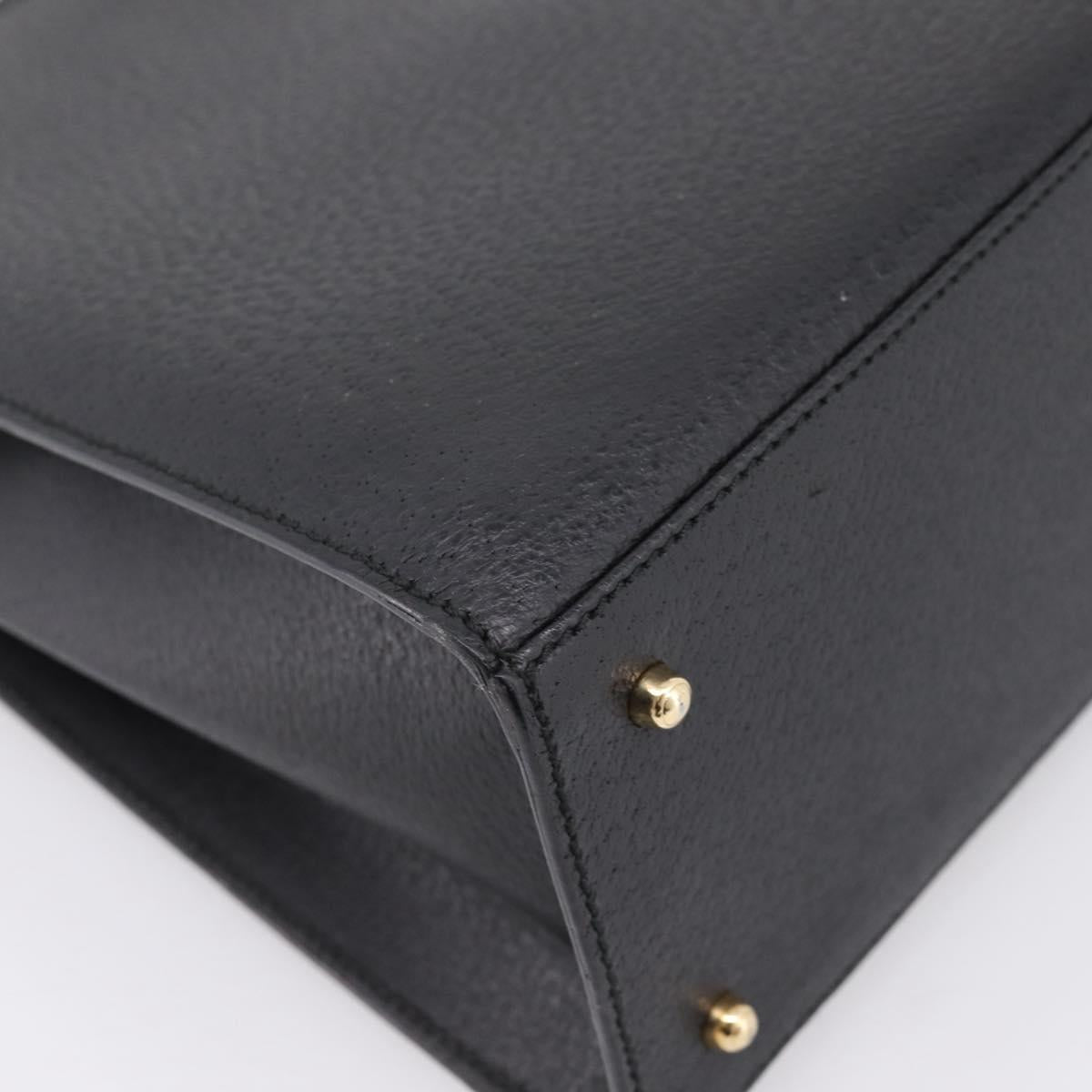 GUCCI Hand Bag Leather 2way Black Gold Tone Auth ep15699V