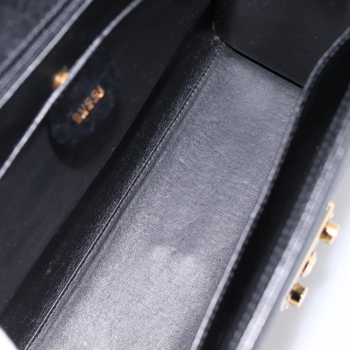 GUCCI Hand Bag Leather 2way Black Gold Tone Auth ep15699V