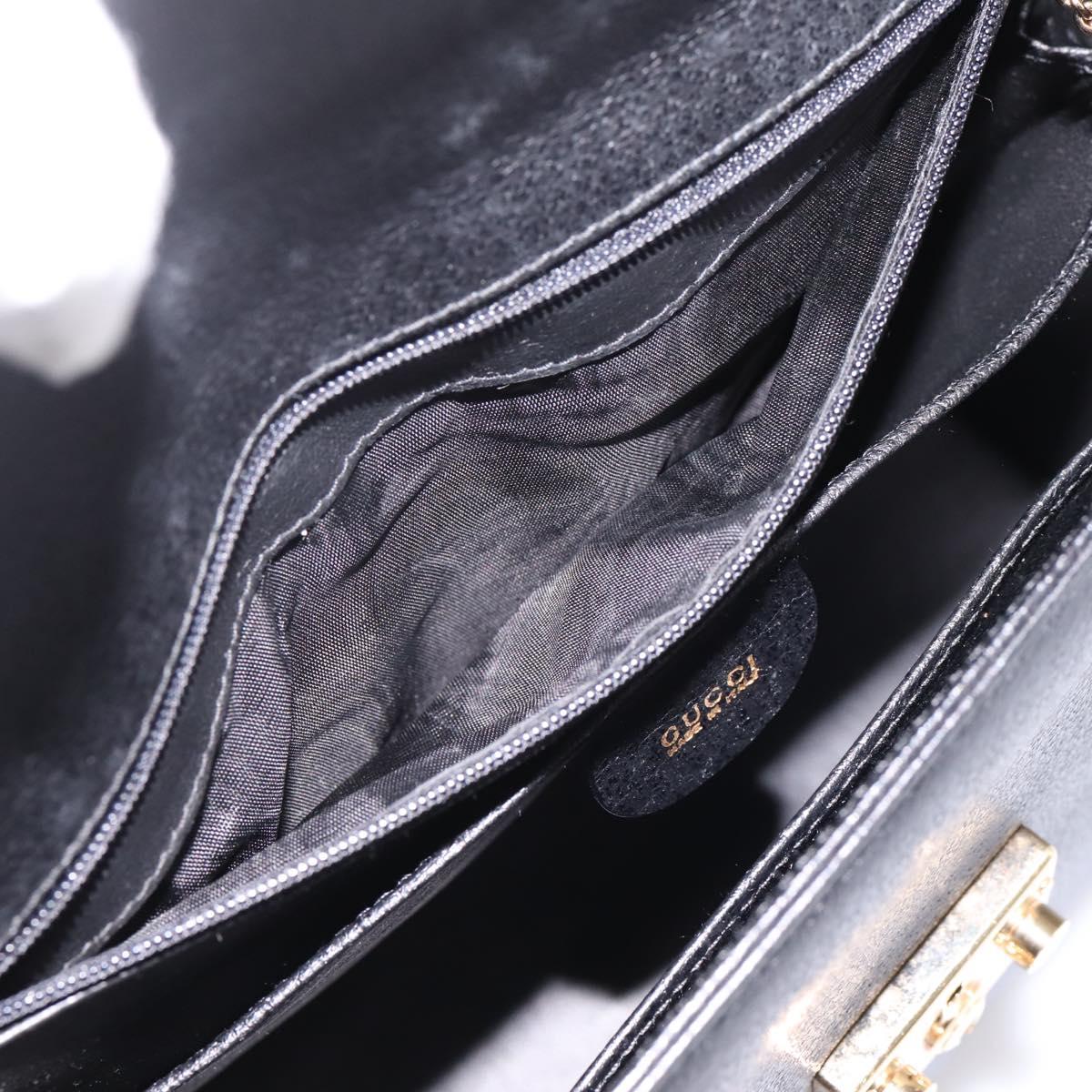 GUCCI Hand Bag Leather 2way Black Gold Tone Auth ep15699V