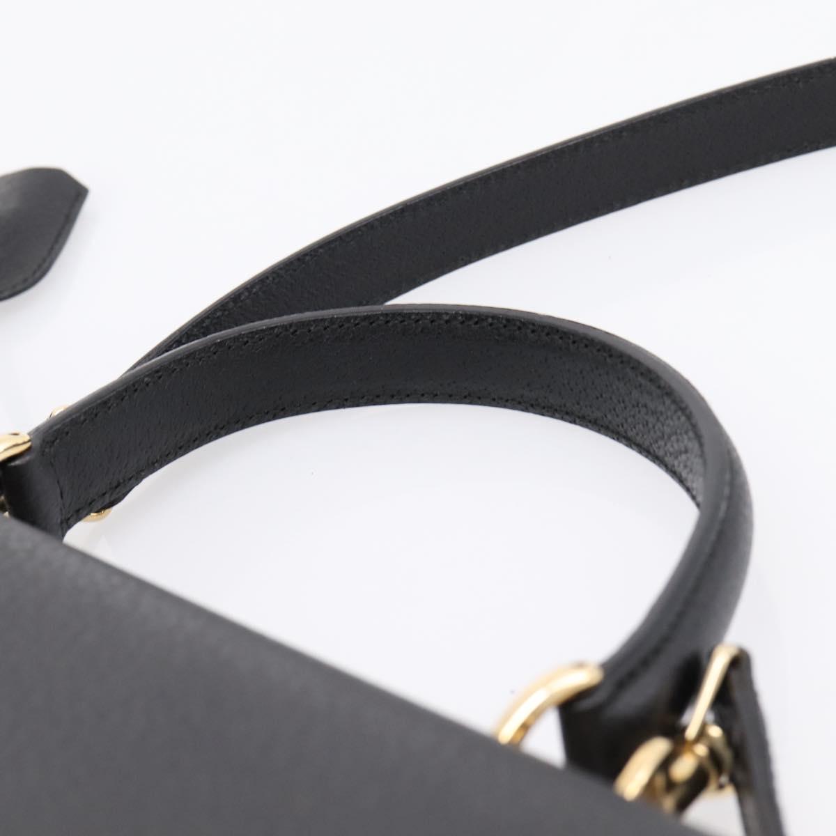GUCCI Hand Bag Leather 2way Black Gold Tone Auth ep15699V