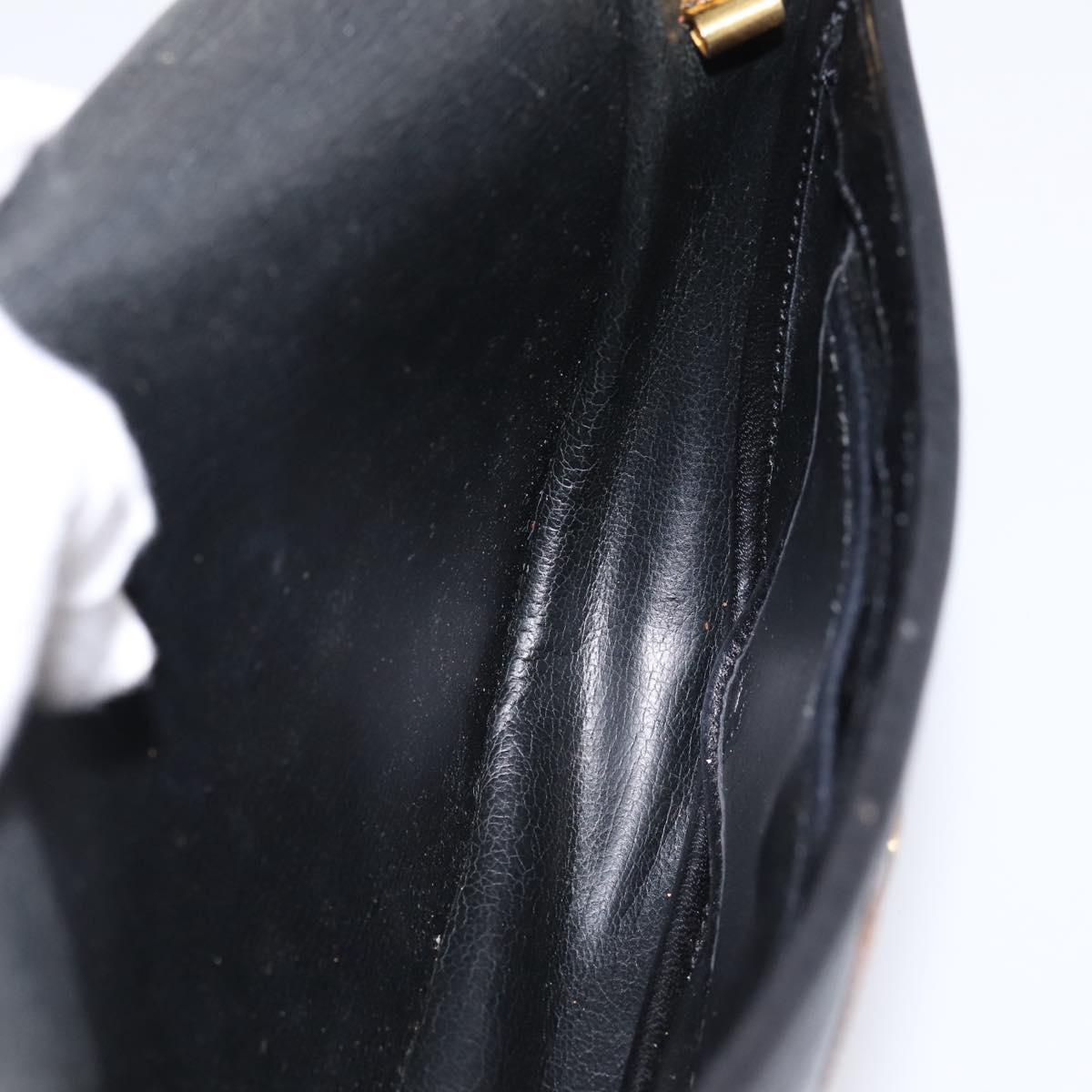 Christian Dior Shoulder Bag Leather Black Gold Tone Auth ep15708