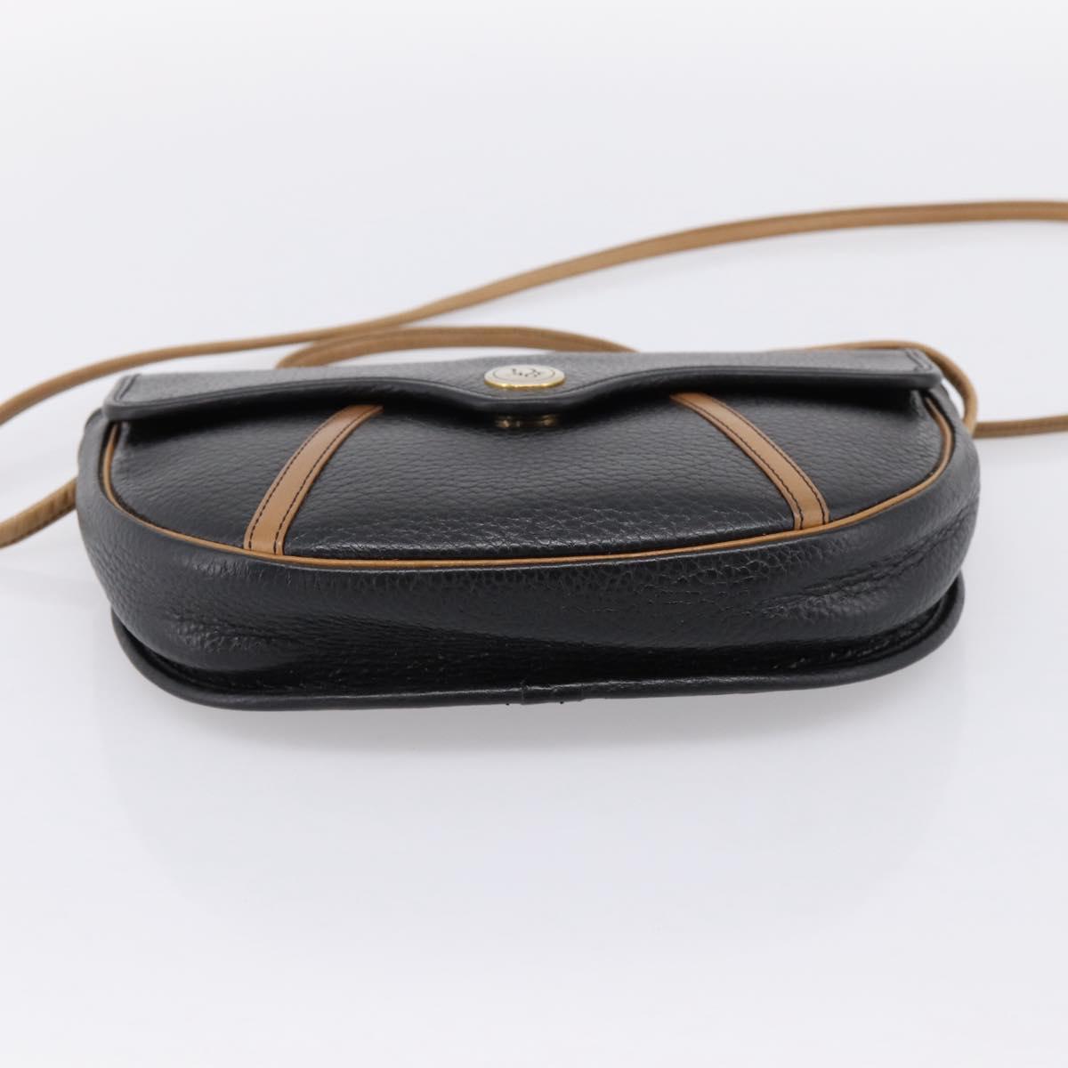 Christian Dior Shoulder Bag Leather Black Gold Tone Auth ep15708