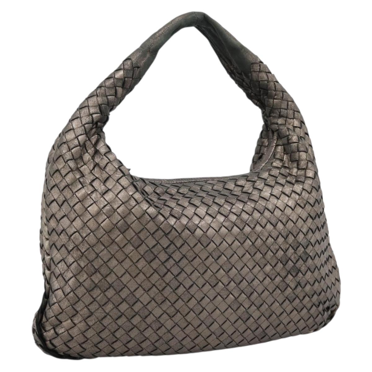 BOTTEGA VENETA INTRECCIATO Hobo Shoulder Bag Leather Gold 115653 Auth ep15710