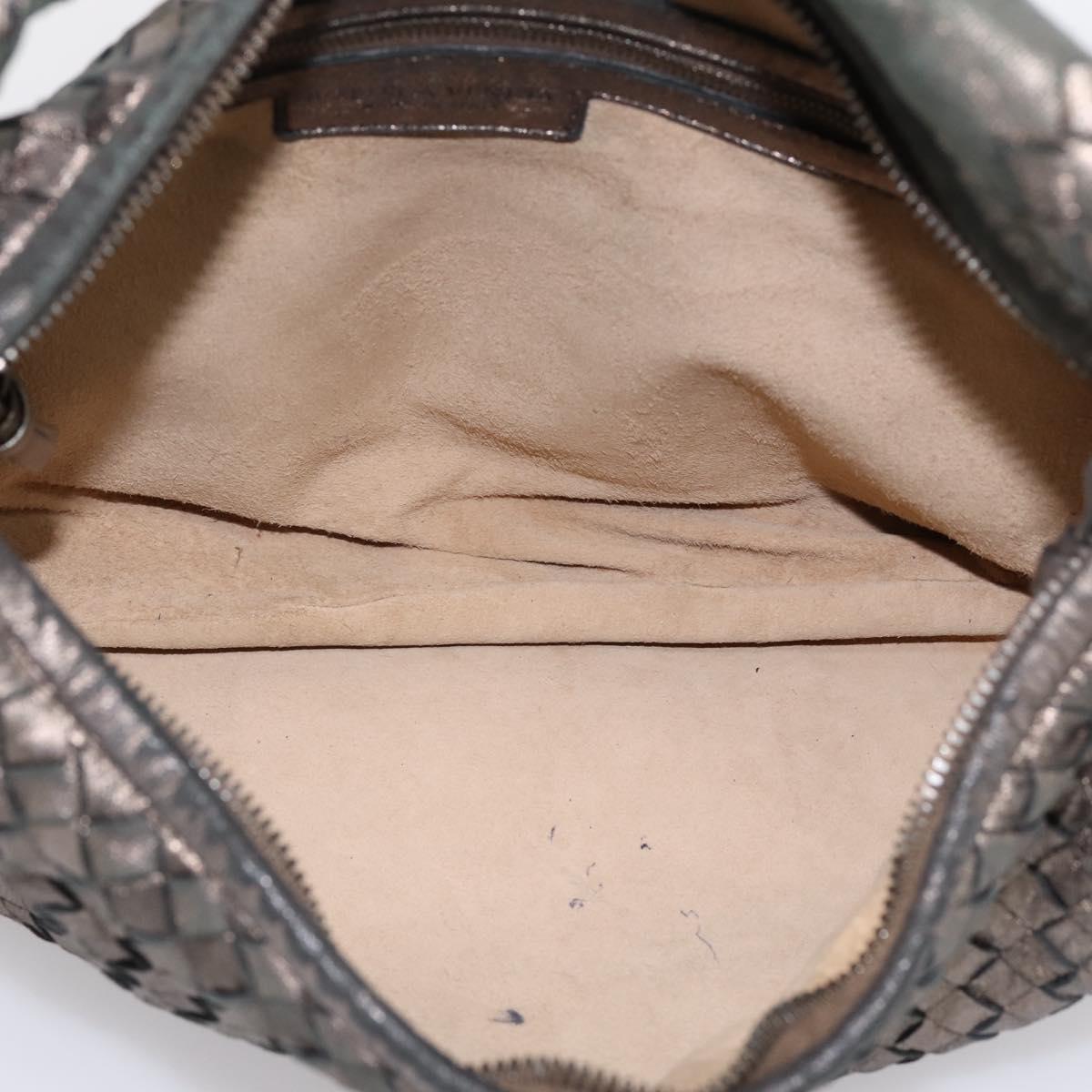 BOTTEGA VENETA INTRECCIATO Hobo Shoulder Bag Leather Gold 115653 Auth ep15710
