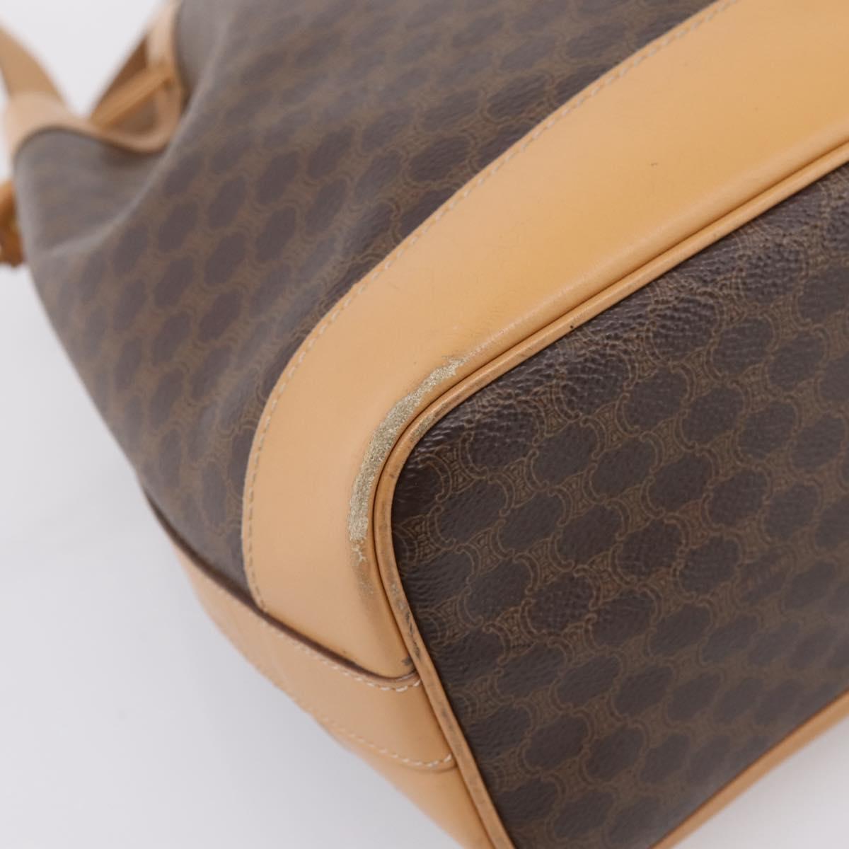 CELINE Macadam Shoulder Bag PVC Leather Brown Gold Tone Auth ep15713A
