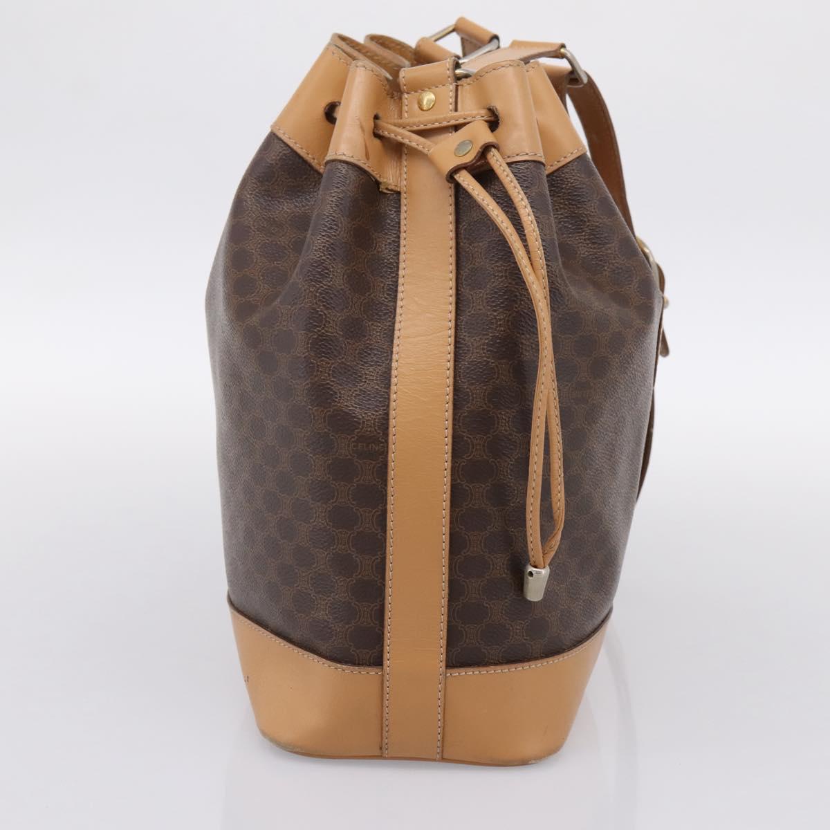 CELINE Macadam Shoulder Bag PVC Leather Brown Gold Tone Auth ep15713A