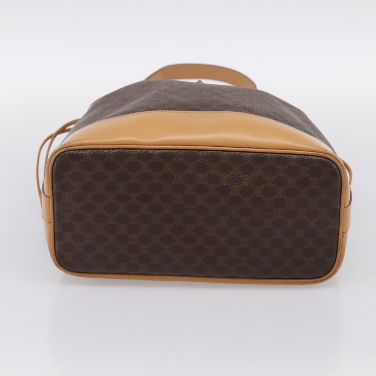 CELINE Macadam Shoulder Bag PVC Leather Brown Gold Tone Auth ep15713A